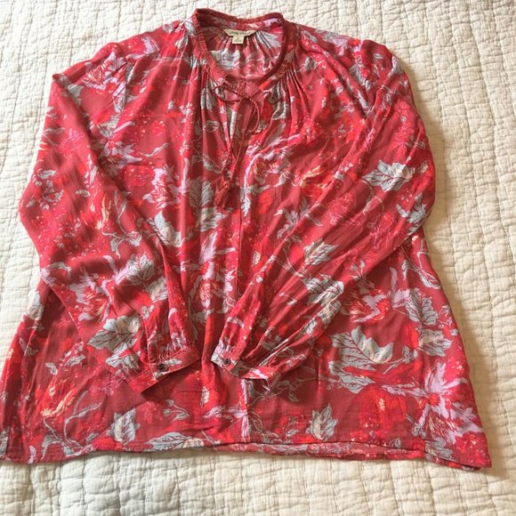 Lucky Brand Boho Floral Peasant Blouse - S - Picture 2 of 8